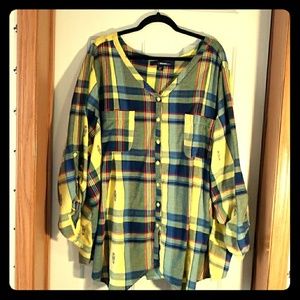 Plaid blouse plus size 32W